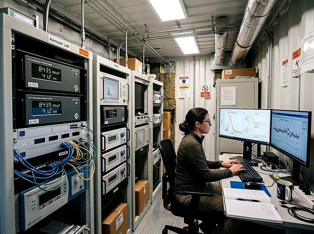 Interior of Containerized Aerosol Lab Showing 19-Inch Instrument Racks and Workstation