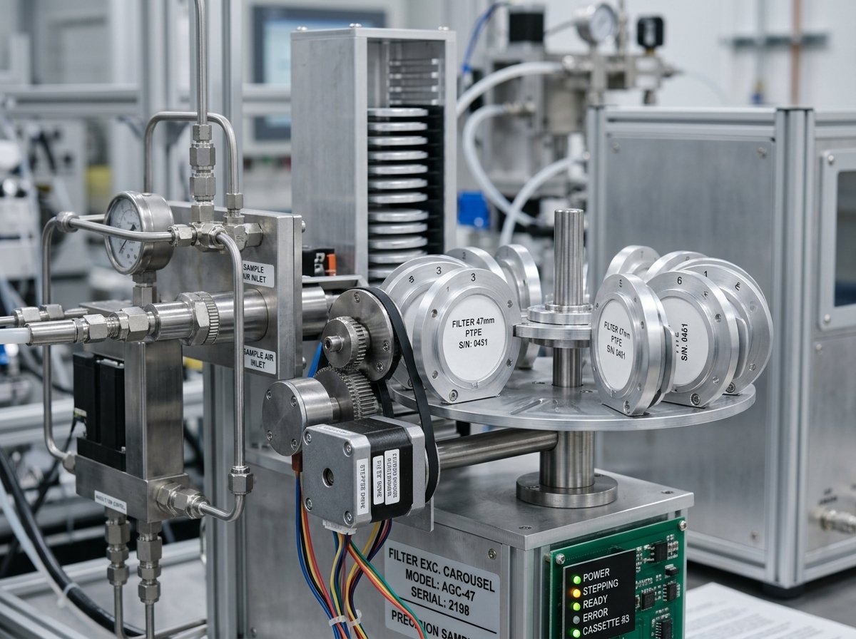 Automated 47mm PTFE Filter Carousel Changer and Mass Flow Piping